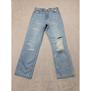 By Together Jeans Womens Medium High Rise Baggy Distressed Denim